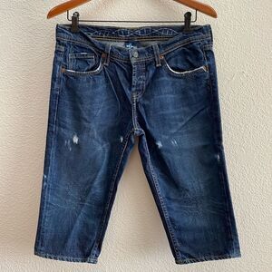 Genetic Denim Capri Shorts Distressed Dark Wash Krypton Women's Size 28